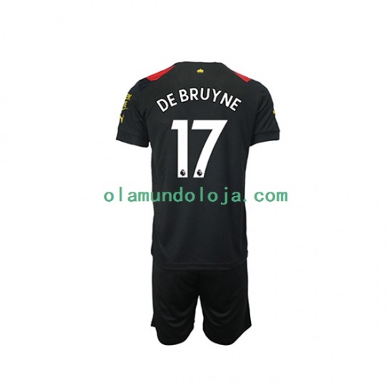 Camisola Manchester City De Bruyne 17 Criança Equipamento Segundo 2022-2023 Manga Curta